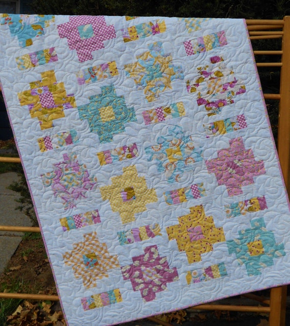 Baby Quilt Pattern - Layer Cake and Honey Bun Friendly - Honey Cakes Baby Quilt Pattern - PDF ...