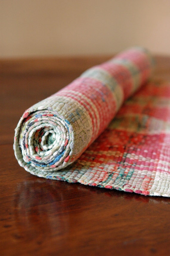 Vintage Rag Rug // Scandinavian Floor Runner // 6 ft