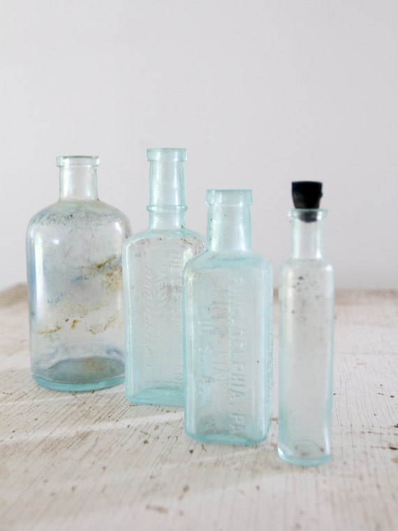 Antique Glass Bottle Collection // Blue Glass Bottles by 86home