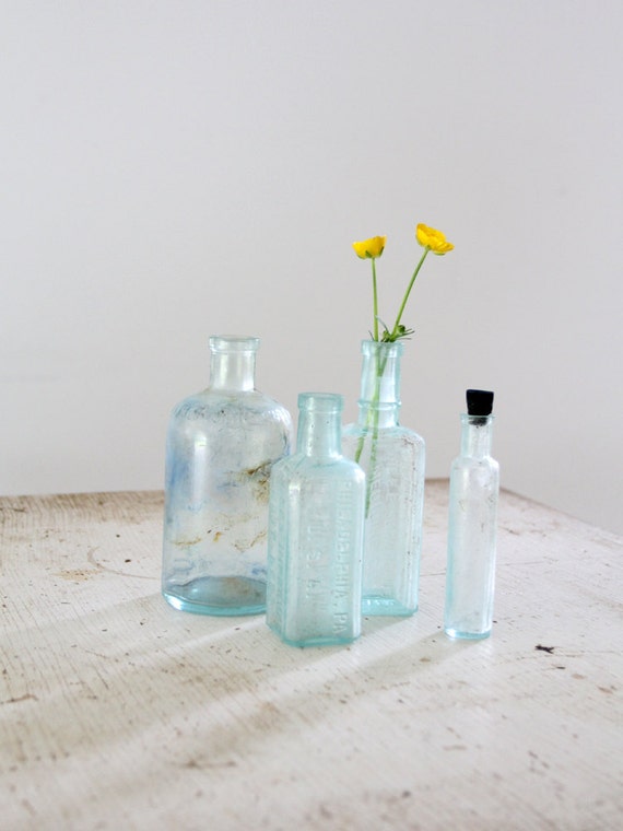 Antique Glass Bottle Collection Blue Glass Bottles By 86home 6265