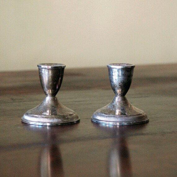 Antique Sterling Silver Candle Holders // Weighted