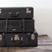 Black Leather Luggage // Antique Leather Suitcase