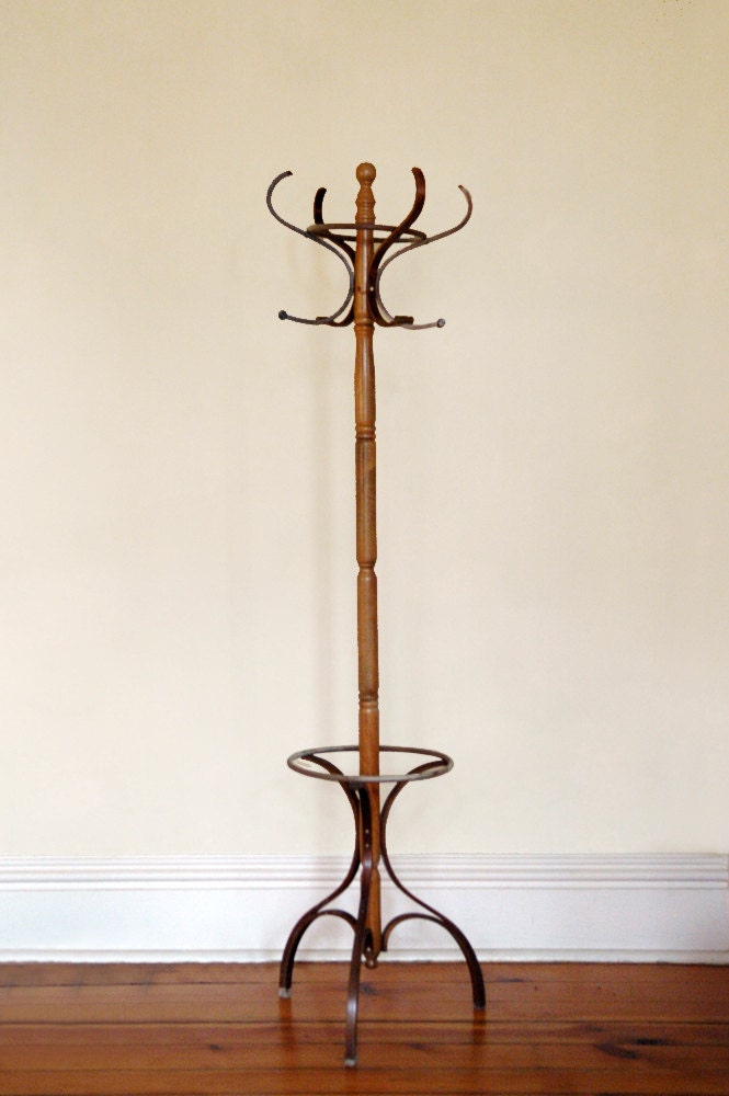 RESERVE Vintage Wood Coat Rack Bentwood Stand   Il Fullxfull.293801004 