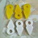 6 Glass Beads Vintage Czech White Yellow Arrows Points 19mm x 9mm