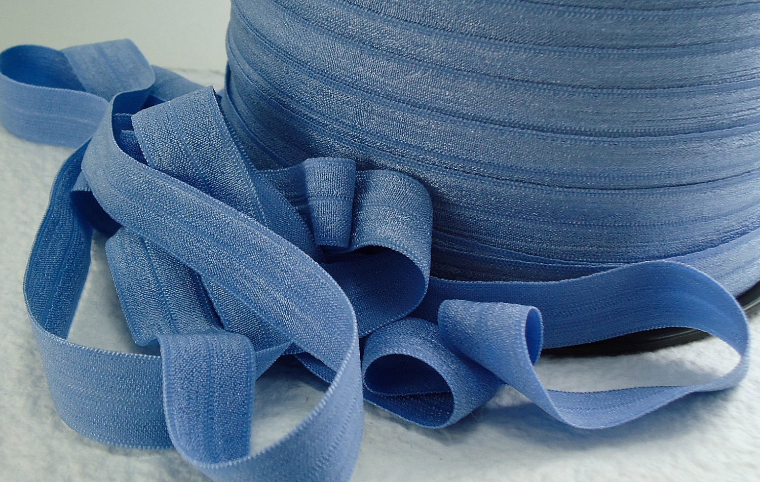 5yds Elastic Ribbon Headbands Ponytail Bands Blue 5/8 inch