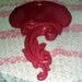 Vintage pink wood scrolly wall shelf