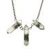 Long Antique Bronze Raw Natural 3 Smokey Grey Quartz Crystal Pendant Necklace OOAK
