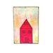Fiber art card - Magenta house