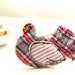 KITCHEN DECOR, Textile Hen, Home Ornament, Pink Grey Plaid