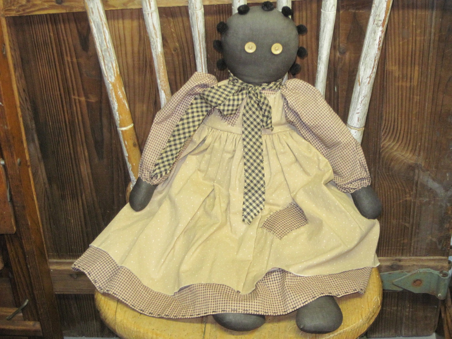 Vintage Doll Collectible Black Rag Doll OOAK by MyAlexasStore