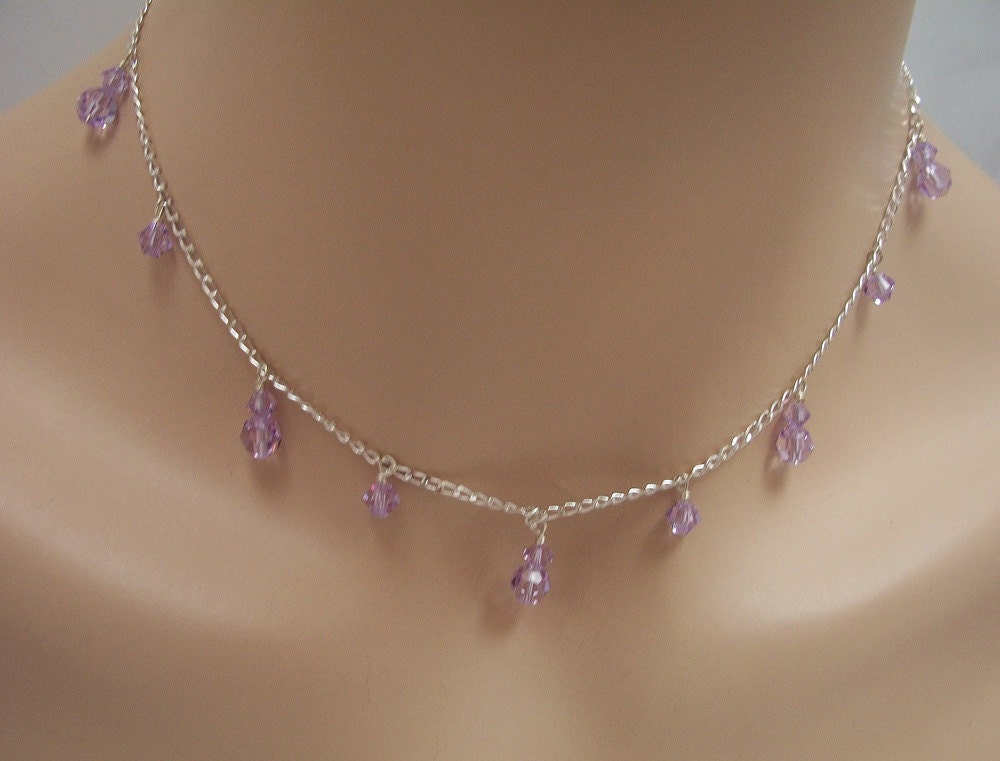 Swarovski Crystal Bridal Bridesmaid Drop Necklace The Violet 9281