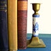 Vintage Candle Holder - Porcelain & Brass Candlestick