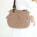 Taupe handbag Celebrity Style With Genuine Leather Handles-crochet bag-shoulder bag hand made