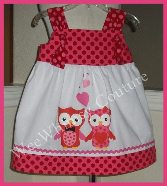 Items similar to Custom Valentine Owls Love Jumper Knot Dress 12m5t on