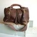 Brown Leather Handbag with Tassel and Croc Effect Texture and Tassel. Leather Shoulder Straps
