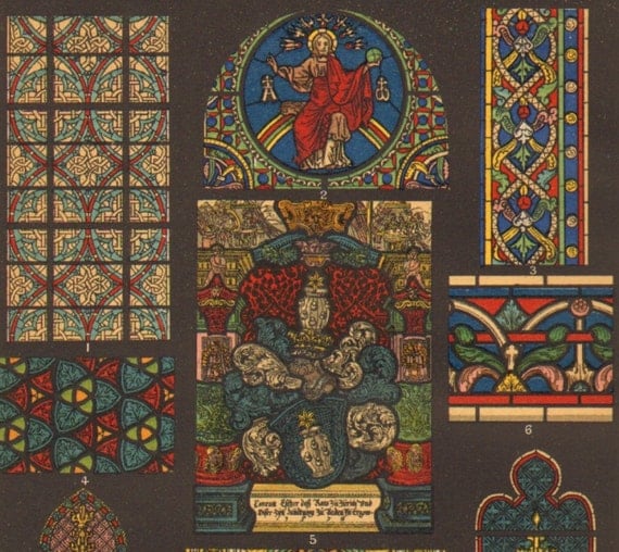 1904 Middle Age Stained Glass Windows of by CabinetOfTreasures