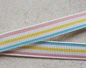 White 3/8" grosgrain ribbon with pastel pink, yellow and blue stripes-Easter Il_170x135