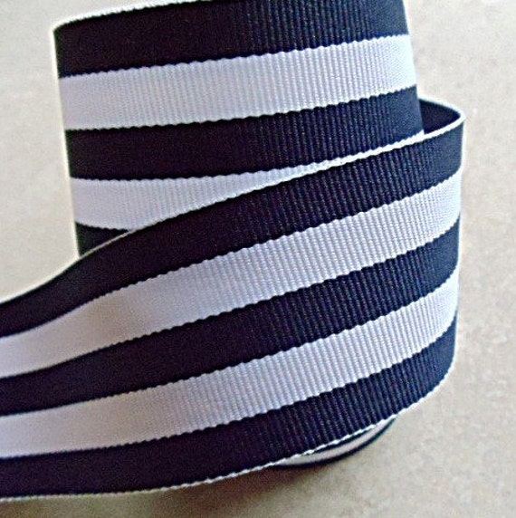 Classic navy blue and white Taffy striped 1 1/2" grosgrain ribbon wedding/shower/nautical/preppy/classic Il_570xn