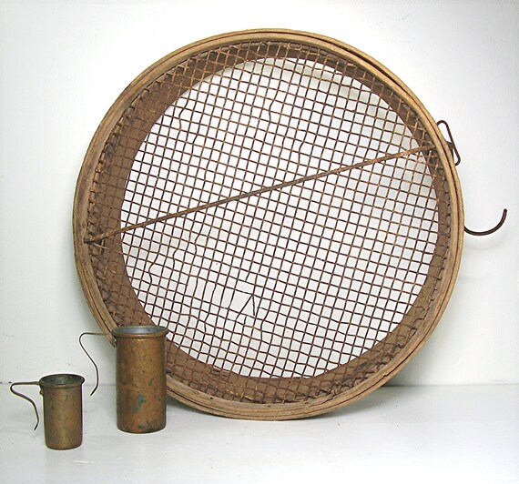 Antique Wooden Sieve Primitive Bentwood Sifter Farmhouse