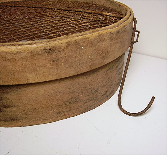 Antique Wooden Sieve Primitive Bentwood Sifter Farmhouse