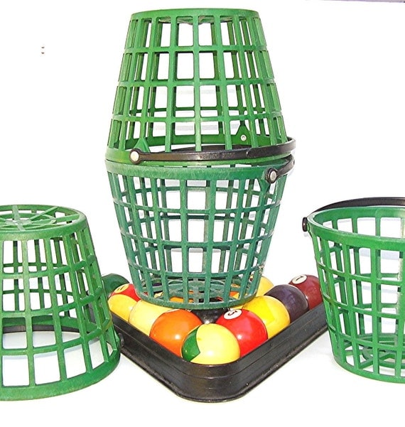 Vintage Golfing Range Buckets Golf Ball Baskets Green Plastic