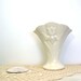 Vintage White, Vase, Matte, USA Pottery, Iris Motif, 1940s, Shabby cottage chic