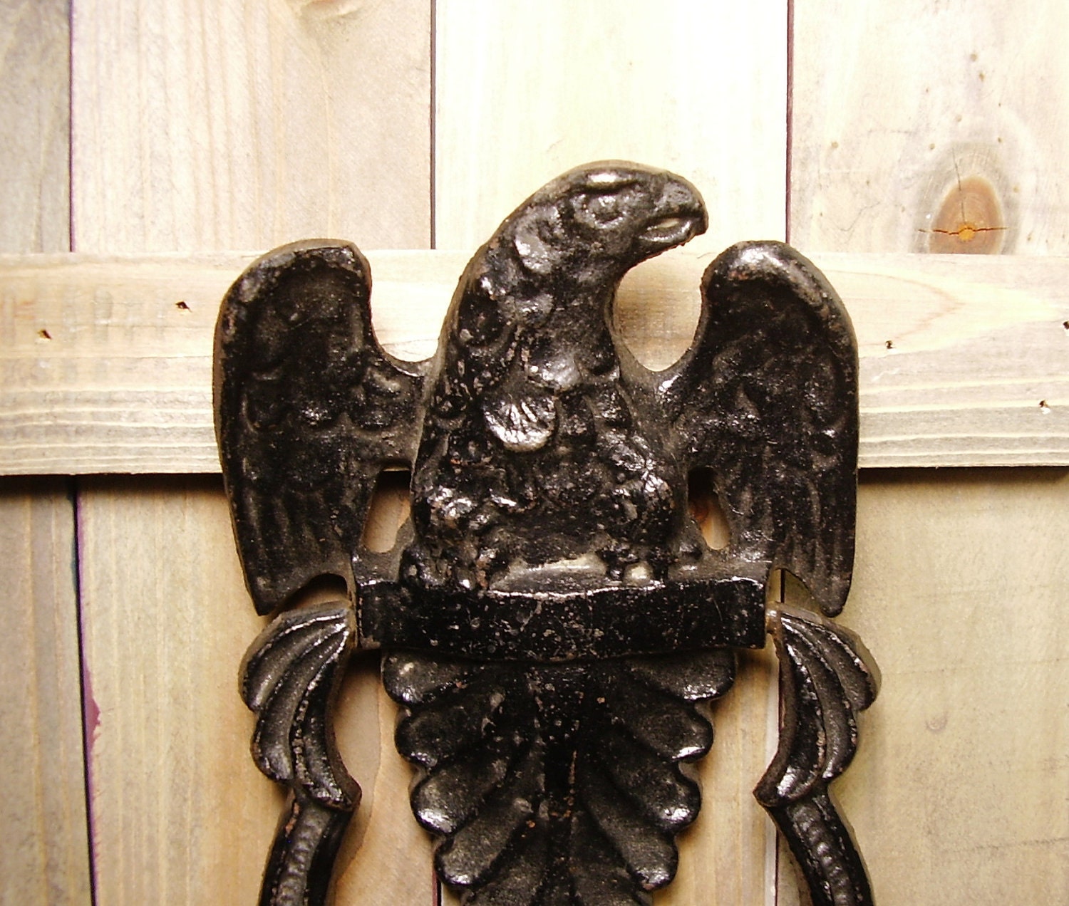 Vintage Door Knocker Eagle Black Cast Iron Americana Home