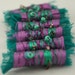 Fiber Bead Fabric Purple and Teal Green shades Embroidered Textile Art Bead with seed bead and sequins