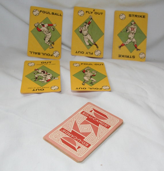 Vintage Baseball Game Spinner and 29 EdUCard Baseball Cards