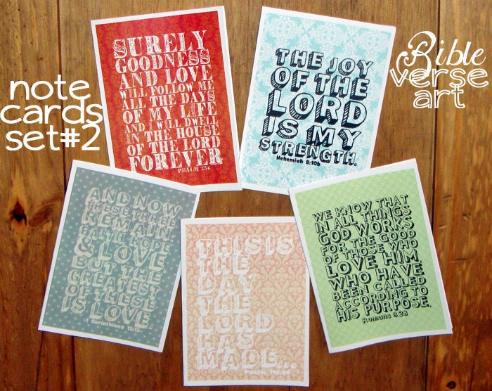 Set of 10 Christian custom note cards with 5 unique Scripture