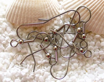 Stainless Steel Earring Hooks - 20mm - CHOICE of 12, 24 or 48 pcs