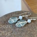 Stunning "moonstone" sea glass and aquamarine earrings in sterling silver