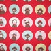 Monkey n Around Sock Monkey Portraits on red by Erin Michael for Moda 1 yard