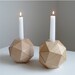 RESERVED for Collette... set of 2, Polyhedron Wood Candlesticks
