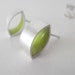 Yellow Fluorescent Leaf Construction - Enamel Sterling Silver Earrings