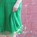 Gauzy boho emerald gypsy skirt with gold polka dots and trim
