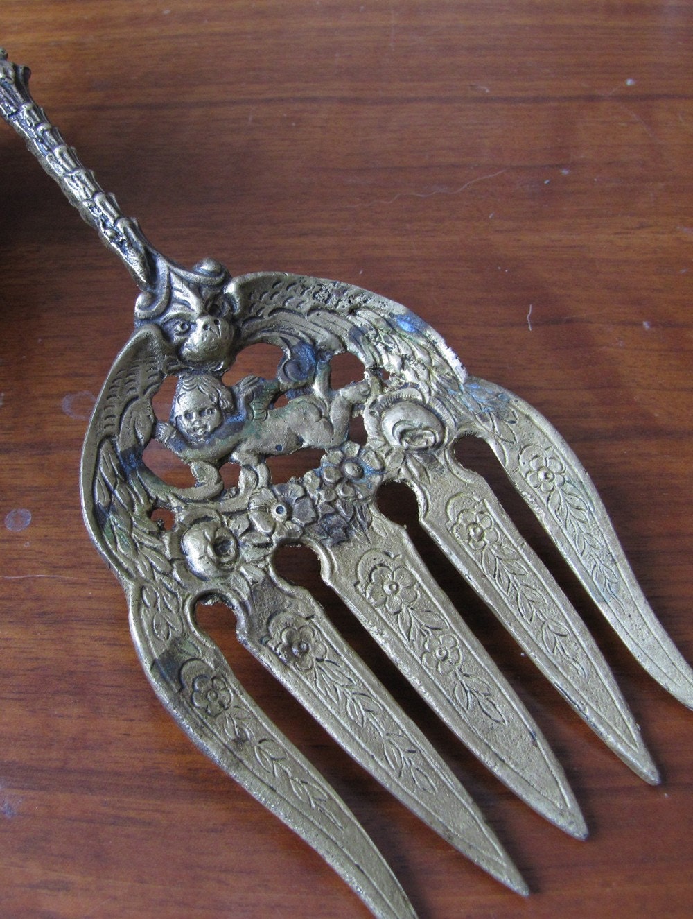 Italian brass Bordini serving fork