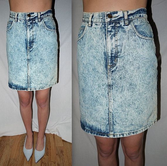 90210 Vintage 80s Denim Mini Skirt Acid Wash Guess Jeans 9771