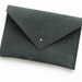 SALE -- Large Leather Envelope Clutch in Smoke Gray/Green