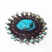 Beads embroidery brooch with" Sinkiang" turquoise cabochon, vintage style jewelry, beaded jewellery ,turquoise jewelry