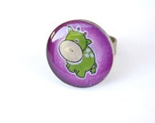 Dinosaur Purple ring, green  round, Adjustable, cartoon, FREE SHIPPING