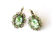 Green grass earrings, floral, eco,FREE SHIPPING, green beads, baroque