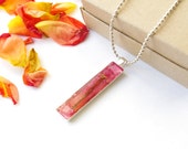 dried flower pendant,Bugambilia, christmas gift,  FREE SHIPPING, rectangle, nature, natural pendant