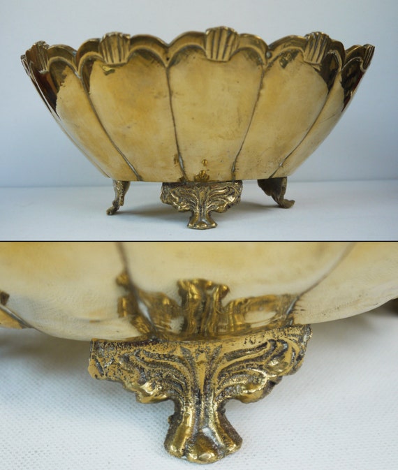 Fruit Bowl Vintage Footed Brass Bowl 1940s