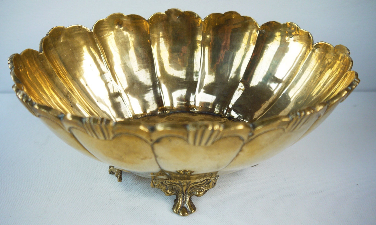 Fruit Bowl Vintage Footed Brass Bowl 1940s
