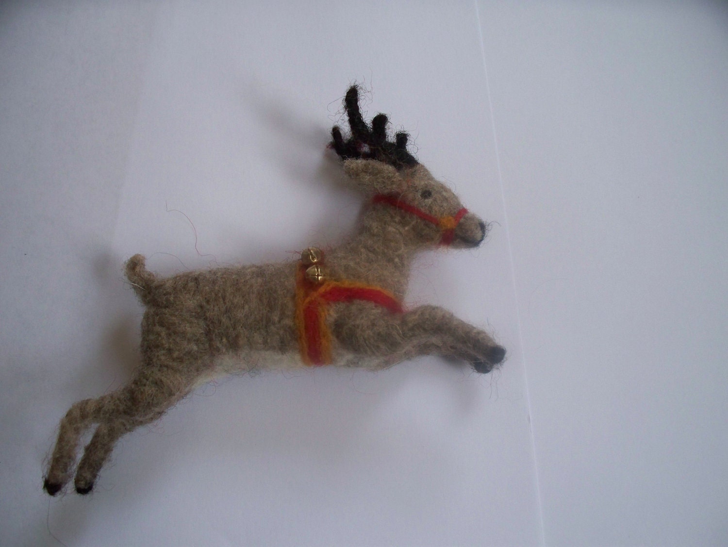 Flying Reindeer Ornament Wool felt by woolinlegends on Etsy