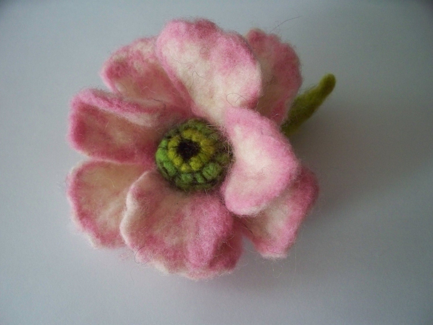 PINK BLOSSOM PIN needle felted flower brooch