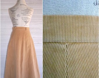 Vintage Skirt - 1970s CAMEL Corduroy A-Line Skirt