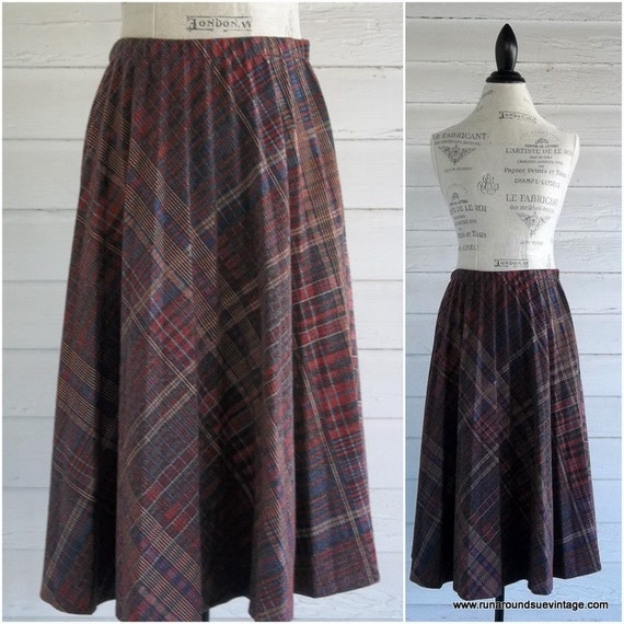 Vintage Skirt Plaid Wool Skirt with ACCORDION Pleats