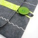 Grey Felt Clutch - Cotton Lining & Green Leather Button